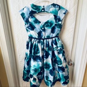 cute blue rose party dress